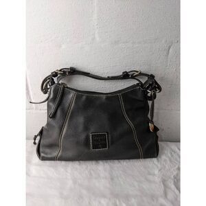 Dooney & Bourke Purse Hobo Black Leather Hobo Bag Soft Supple Heritage Preppy 90